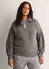 Loose-Fit Half-Zip Shaker Knit Sweater