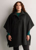 Dark Gray Stand-Collar Buttoned-Down Cape
