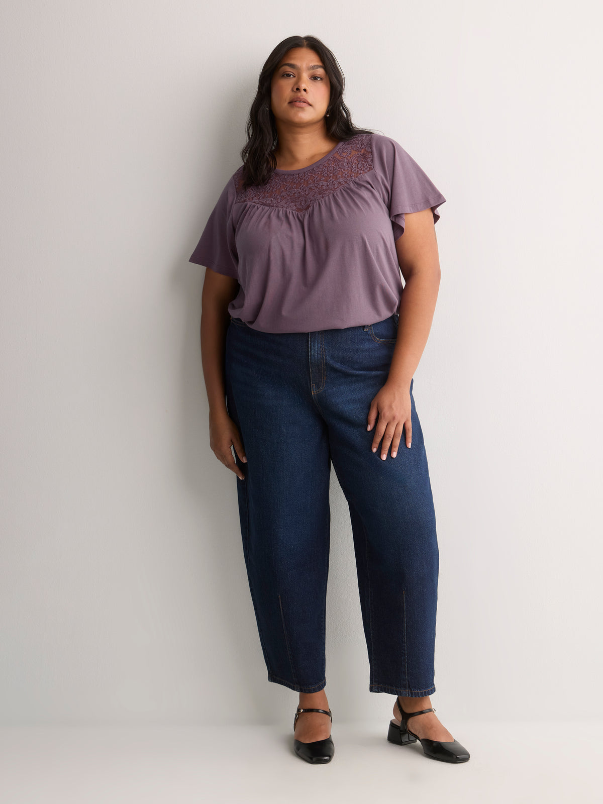 Slight Swing Top with Embroidered Yoke