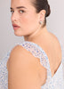 White Floral Ruffled Mesh Sleeveless Swing Blouse
