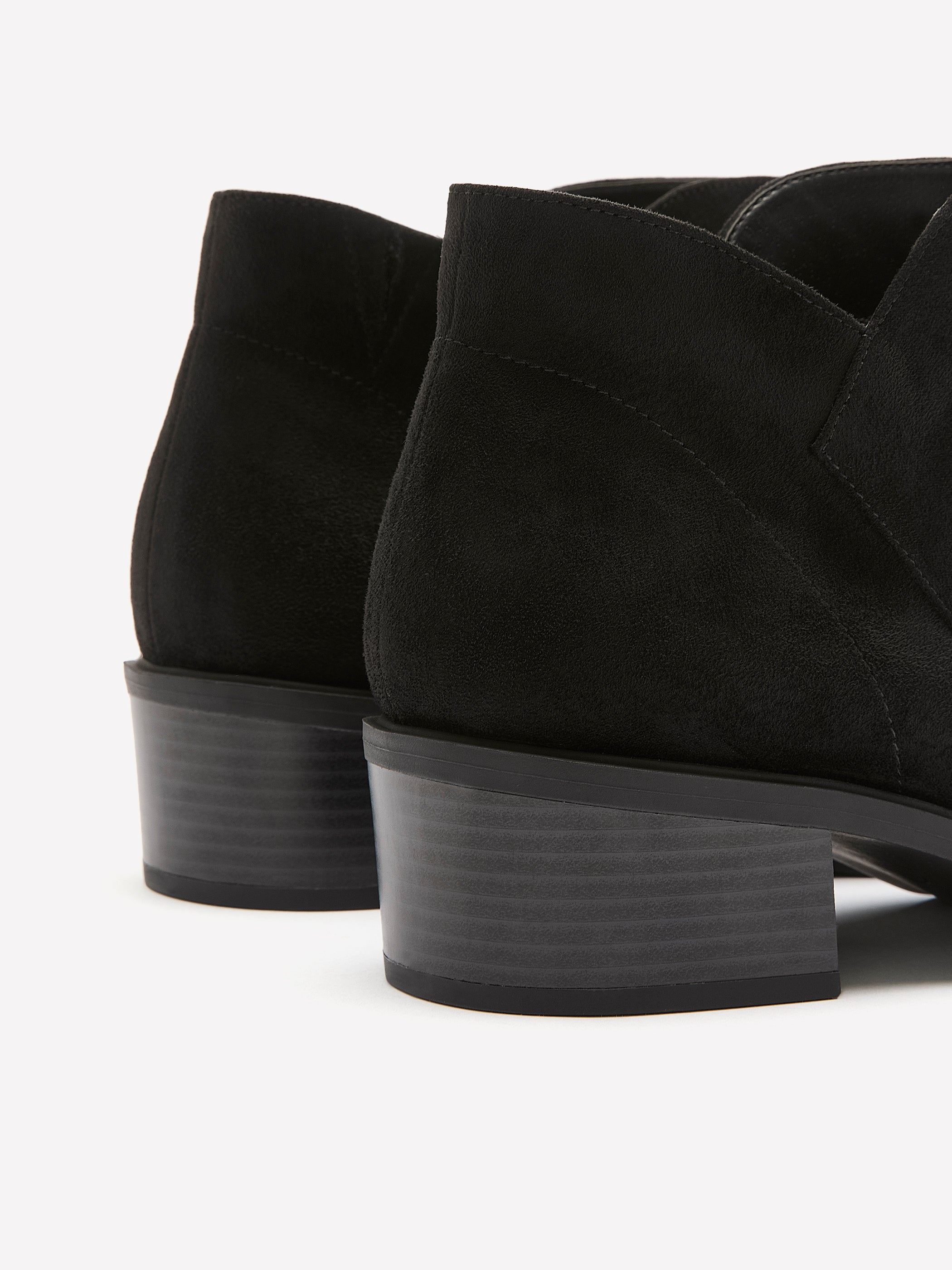 Wide Width, Winnie Black Microsuede Low-Heel Bootie