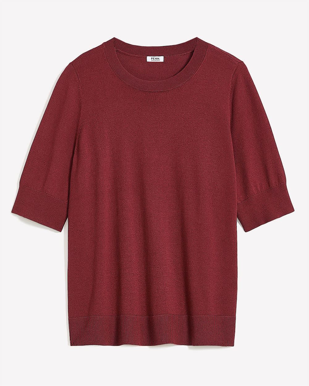 Pull à col rond et manches au coude, tissu responsable