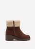 Extra Wide Width, Brown Microsuede Wedge Bootie with Foldover Sherpa