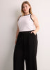Linen-Blend Wide-Leg Crop Pant with Drawstring at Waistband