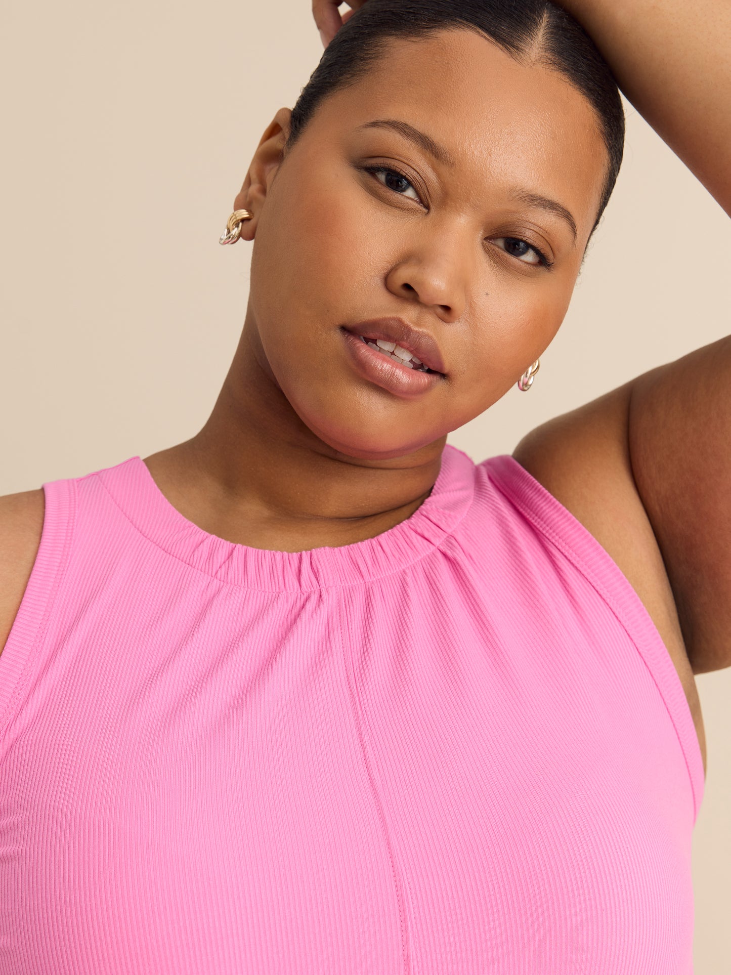 Responsible, Ribbed Sleeveless Halter Dress with Pockets