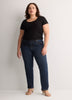 Ribbed Knit Fitted Short-Sleeve T-Shirt