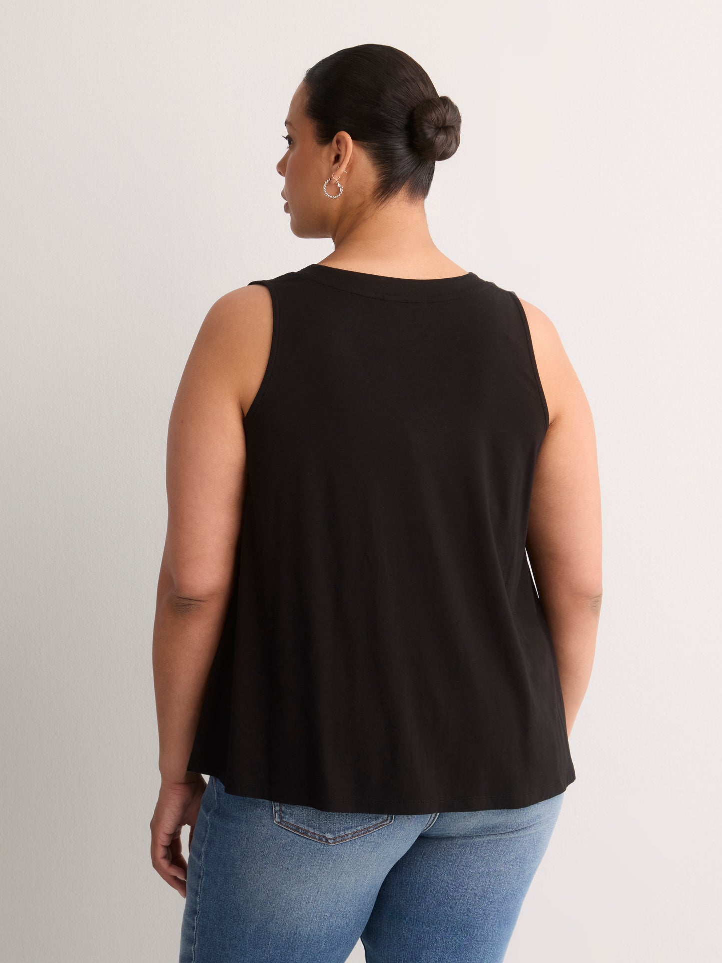 Responsible, Black Sleeveless V-Neck Swing Top