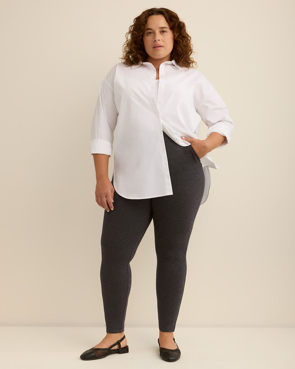 Heather Blue Ponte de Roma Legging with Pockets