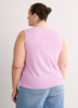 Straight-Fit Sleeveless Bubble Knit Top with Embroidery
