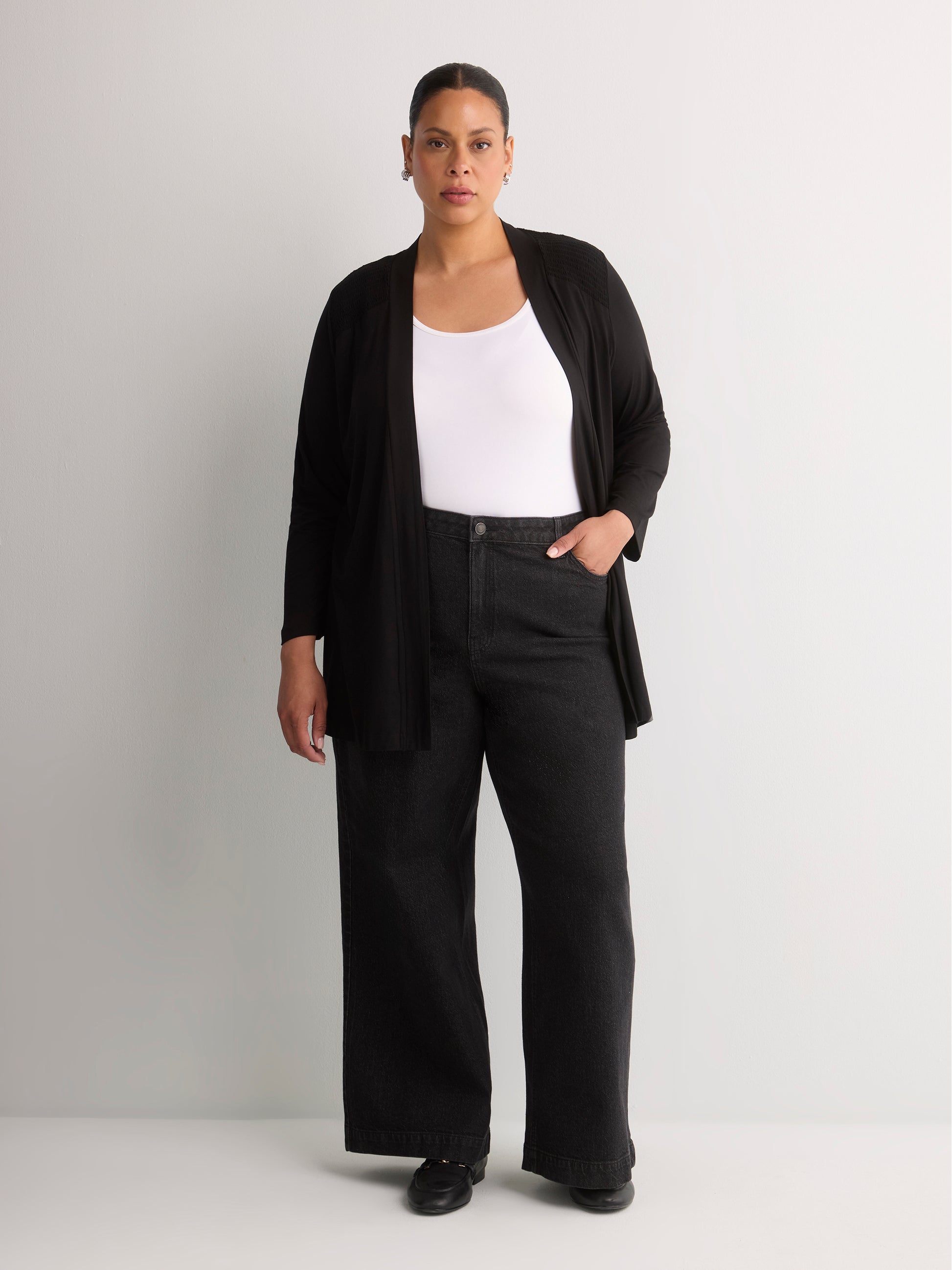 Responsible, Black Straight Tunic Cardigan