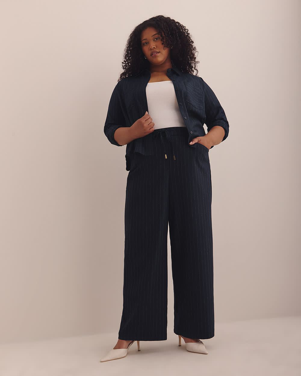 Pinstripe Shirt with Front Pockets