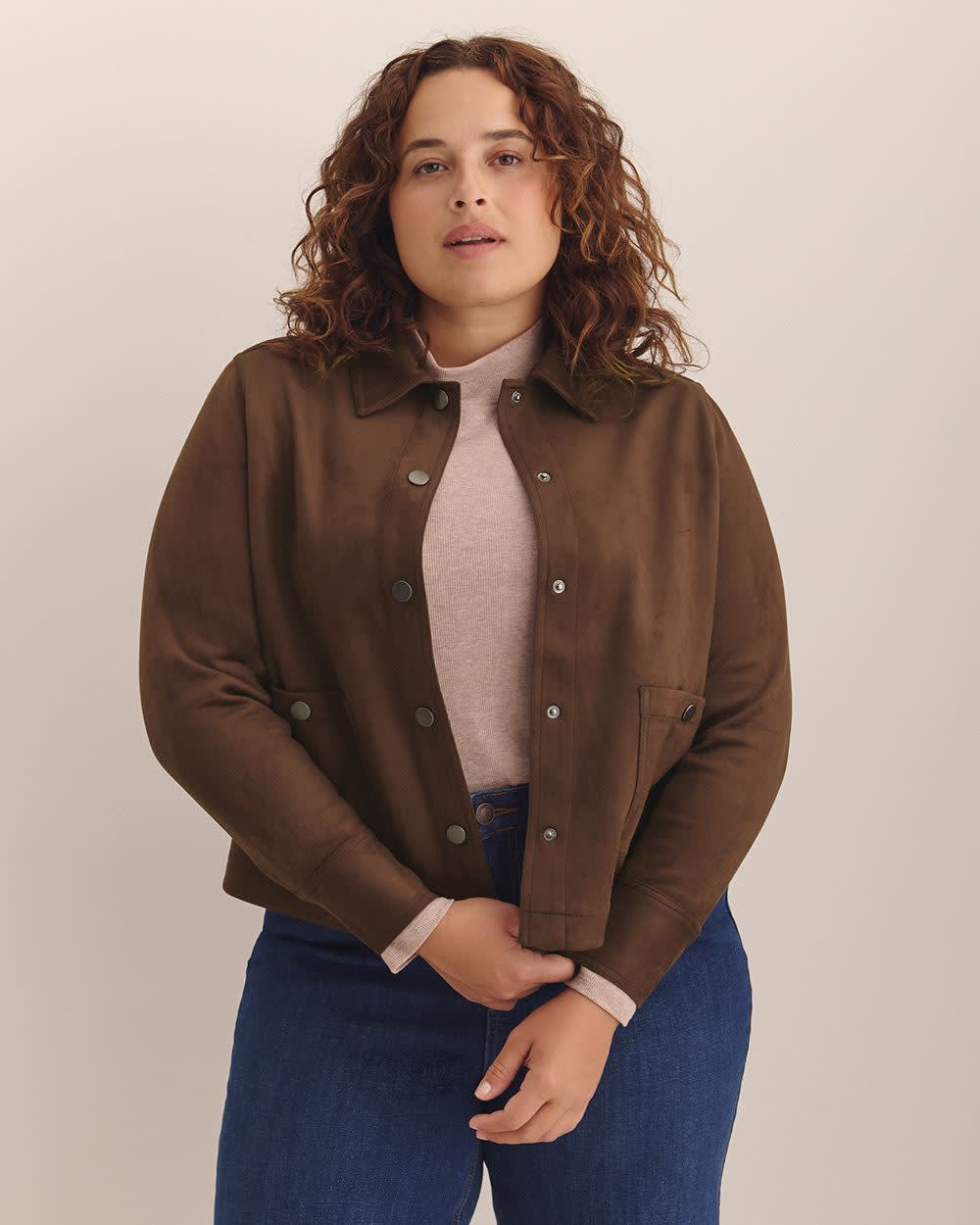 Brown Faux-Suede Jacket