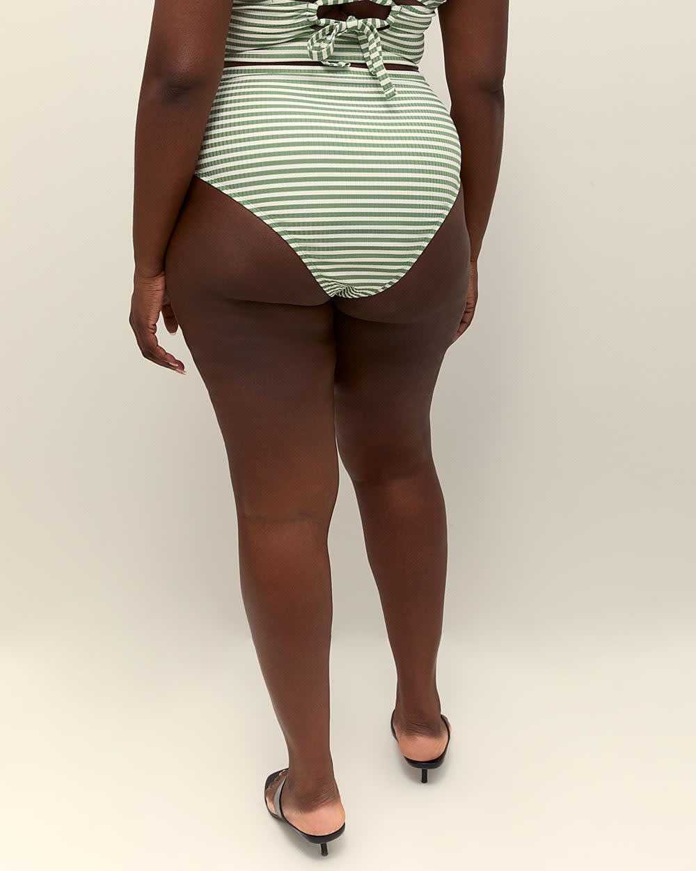 Mid-Rise Cheeky Ribbed Swim Brief with Side Ties