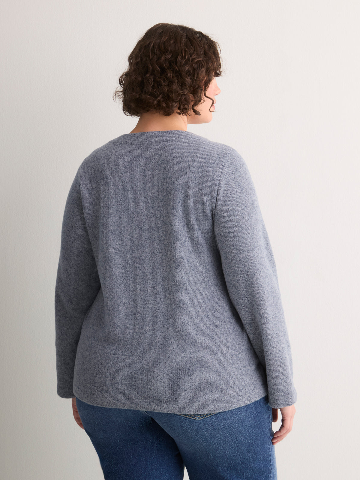 Straight Wide-Sleeve Ribbed Knit Cover-Up