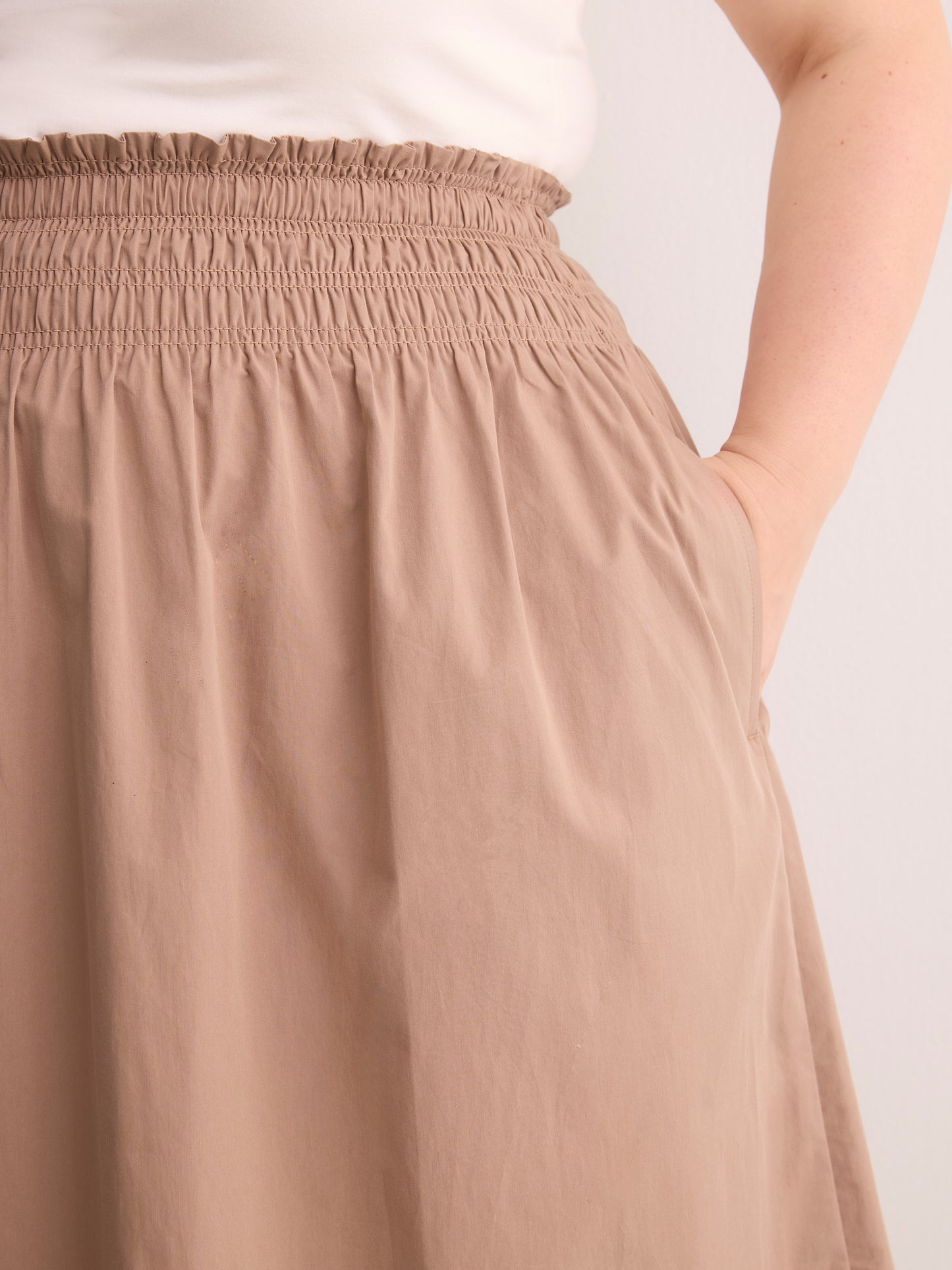 Cotton Poplin Pull-On Maxi Skirt