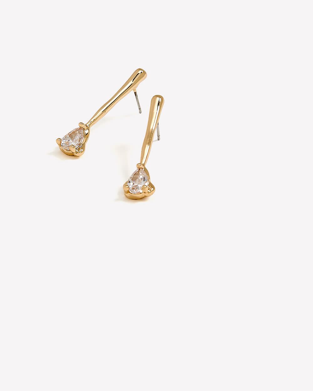 Boucles d'oreilles pendantes droites avec pierre de zircon