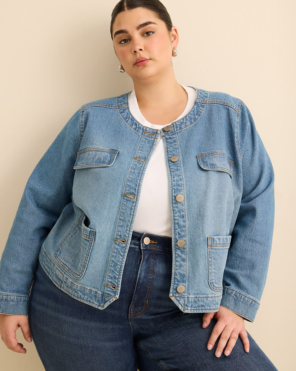 Veste en denim courte sans collet - d/C JEANS