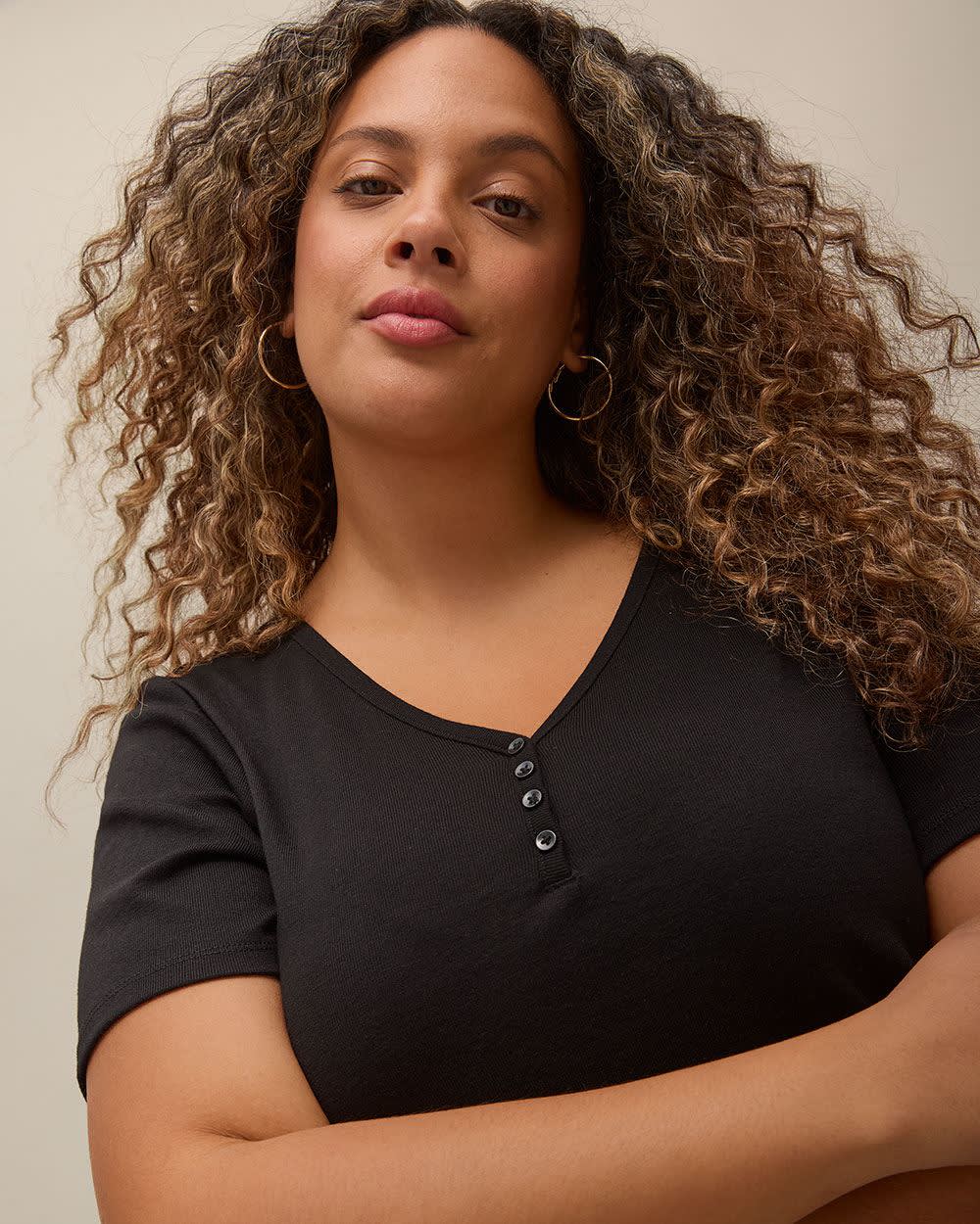 T-shirt côtelé, coupe girlfriend - Essentiels PENN.