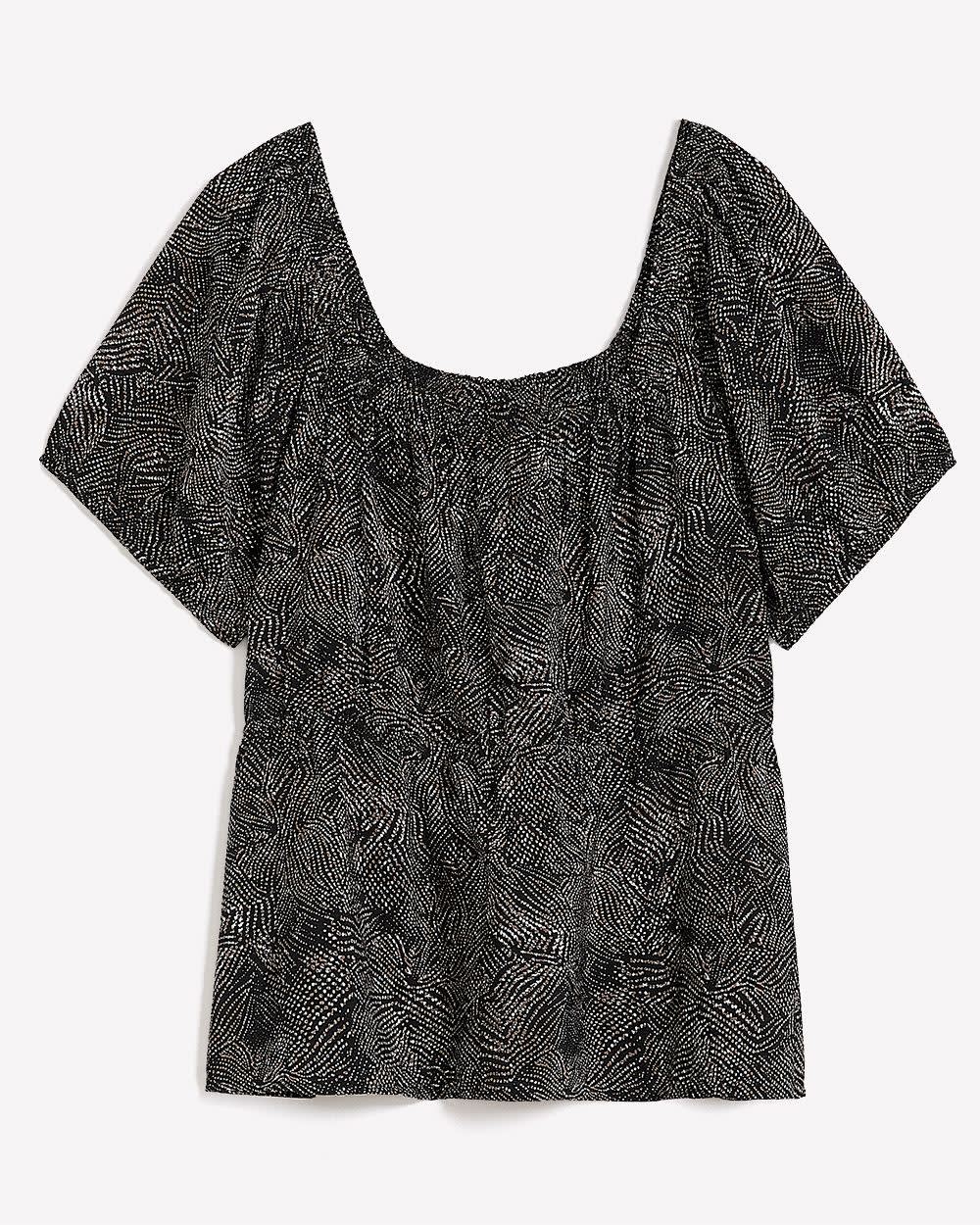 Blouse à encolure carrée avec manches courtes ballon