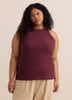 Fitted Halter-Neck Rib Knit Tank Top
