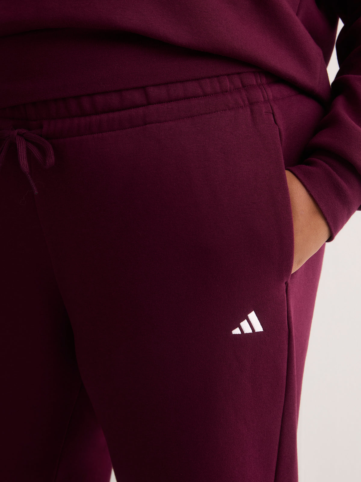 Burgundy Feel Cozy Open-Hem Pants with Small Logo - adidas