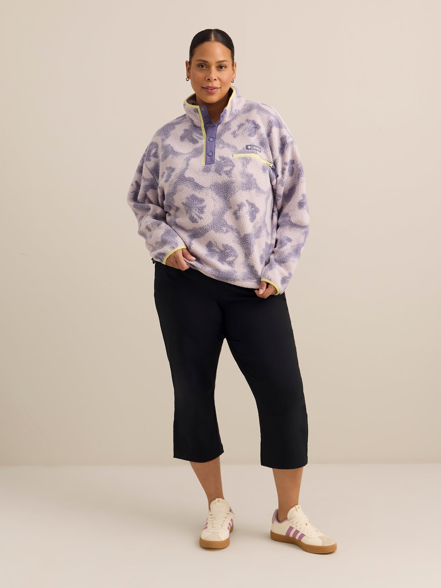 Helvetia II Printed Cropped Half Snap Sweater - Columbia