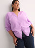 Cotton A-Line Notch-Neckline Blouse