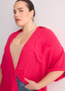 Loose-Fit Short-Sleeve Crinkle Buttoned-Down Tunic