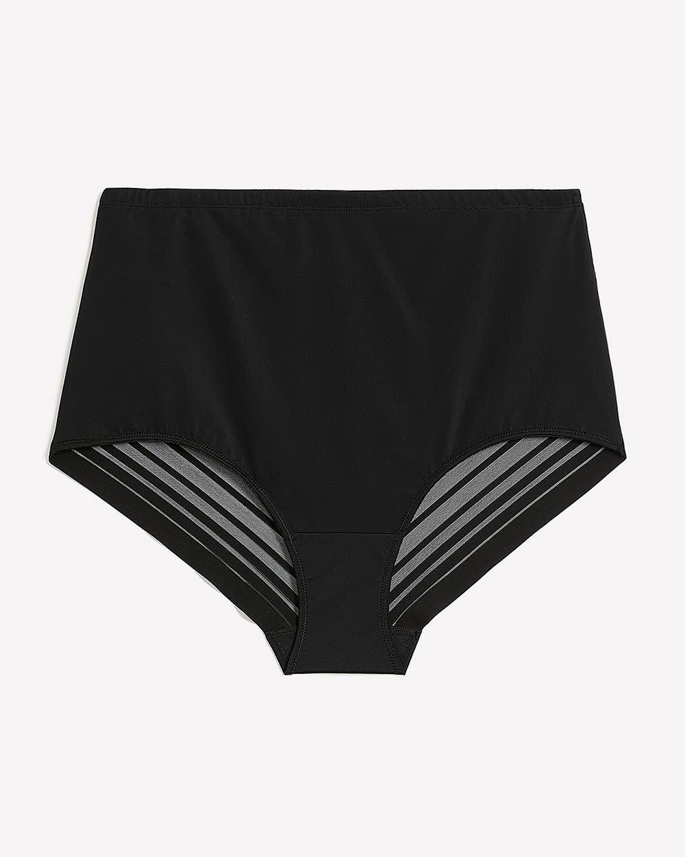 High-Waisted Cincher Brief with Striped Mesh - ti Voglio