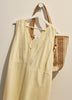 Linen Blend V-Neck Swing Dress with Crochet Tape