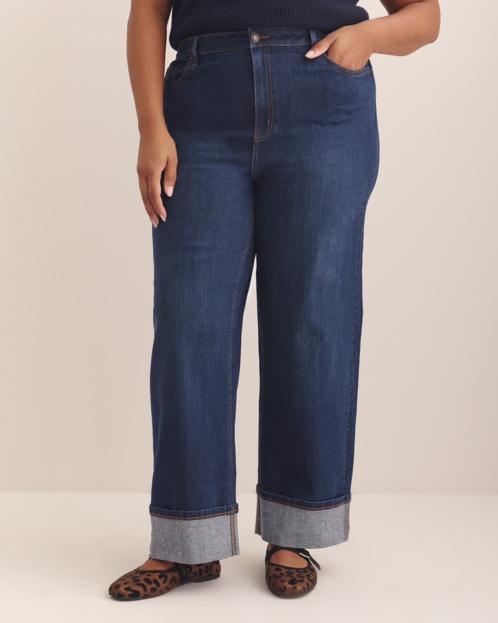 Jean taille haute à  jambe large repliée - d/C JEANS