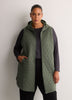 Long Quilted Knit Sleeveless Hooded Vest - Active Zone