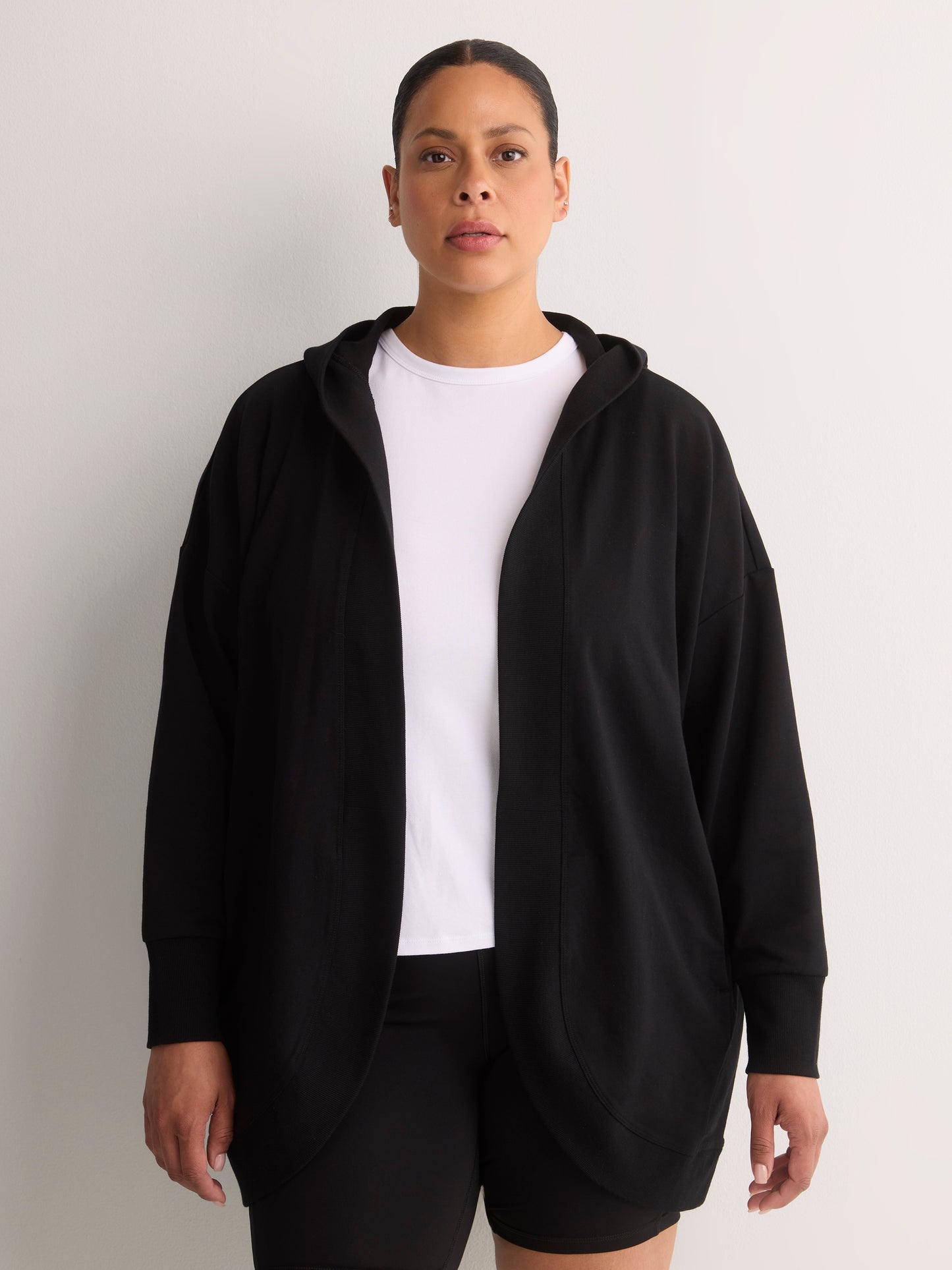 French Terry Hooded Open Cardigan - Active Zone