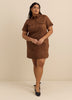 Faux Suede Shirt Dress with Pockets