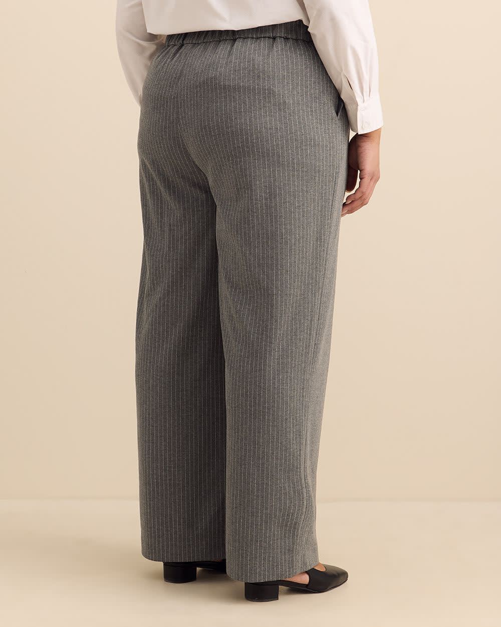 Striped Ponte de Roma Wide-Leg Pant