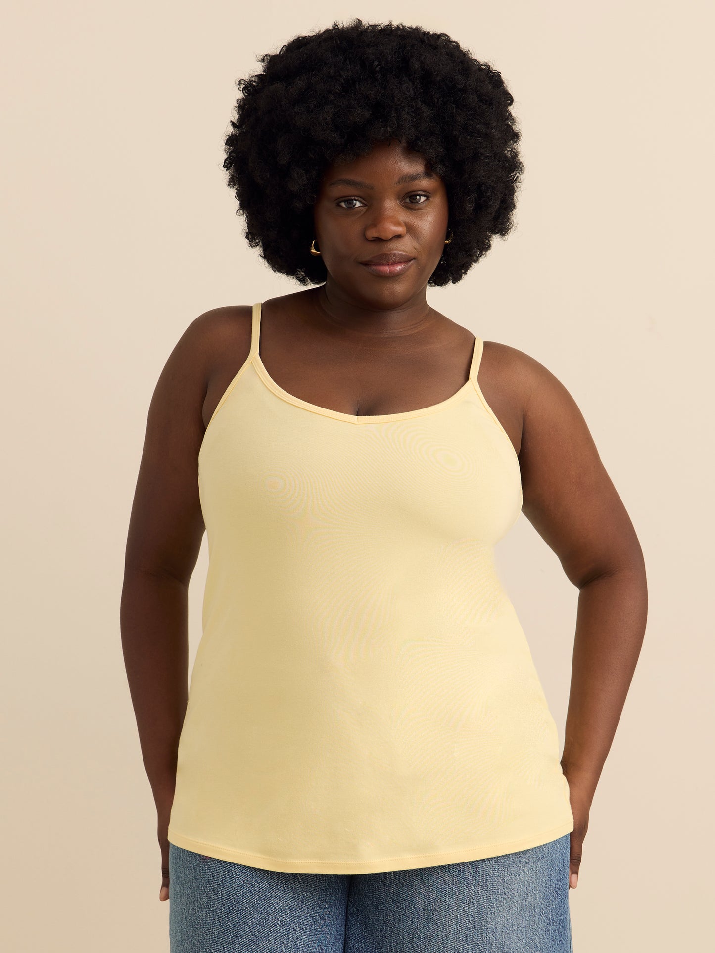 Camisole ajustée unie en coton à  bretelles ajustables