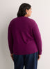 Dark Buttoned-Down Cotton Blend Crew Neck Cardigan