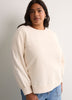 Loose Crew-Neck Fleece Sweatshirt with Long Balloon Sleeves
