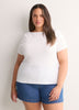 Fitted Boat-Neck Ribbed Knit Baby Tee