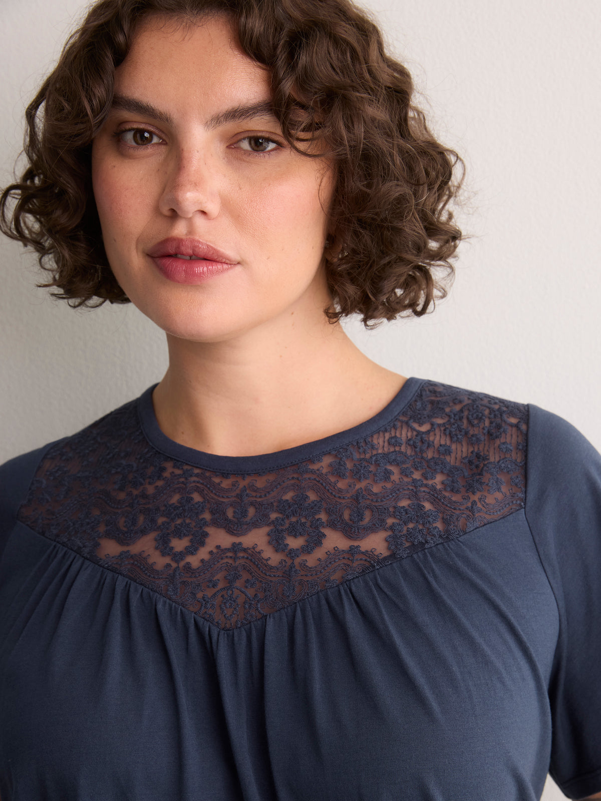 Slight Swing Top with Embroidered Yoke