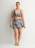 Printed High-Waist Swim Skirt With Built-In Brief