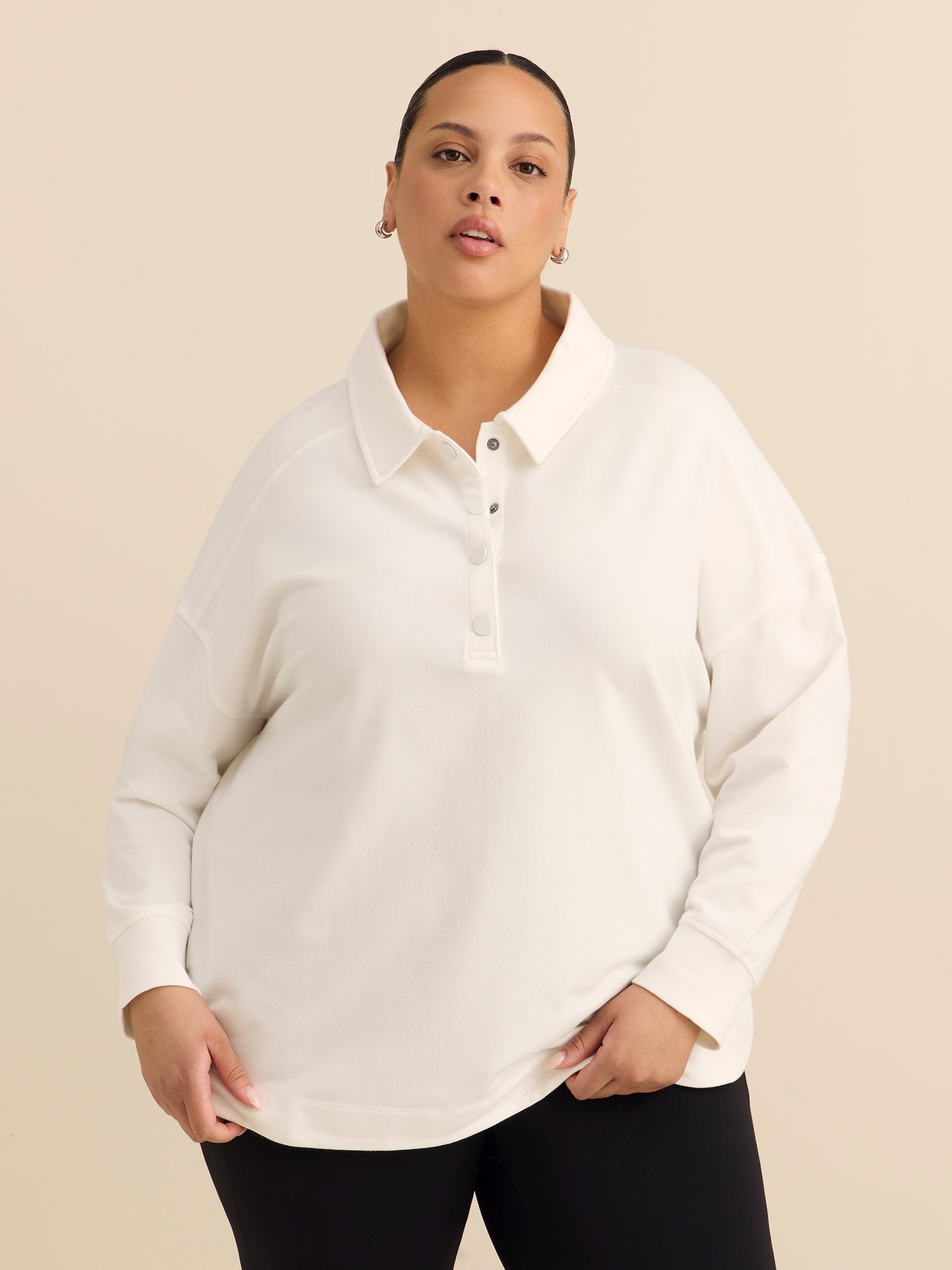 Polo Sweatshirt with Tulip Hem - ActiveZone