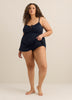 Navy Blue Eyelet-Textured Front-Tie Swim Dress