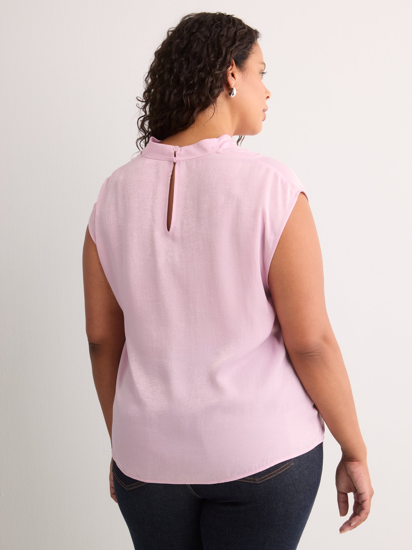Straight-Fit Draped Cowl-Neck Satin Blouse