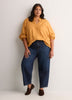 Yellow Embroidered A-Line Blouse with Split Ruffled Collar