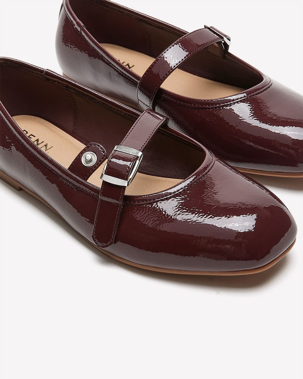 Extra Wide Width, Crinkle Faux Leather Ballet Flat with Strap