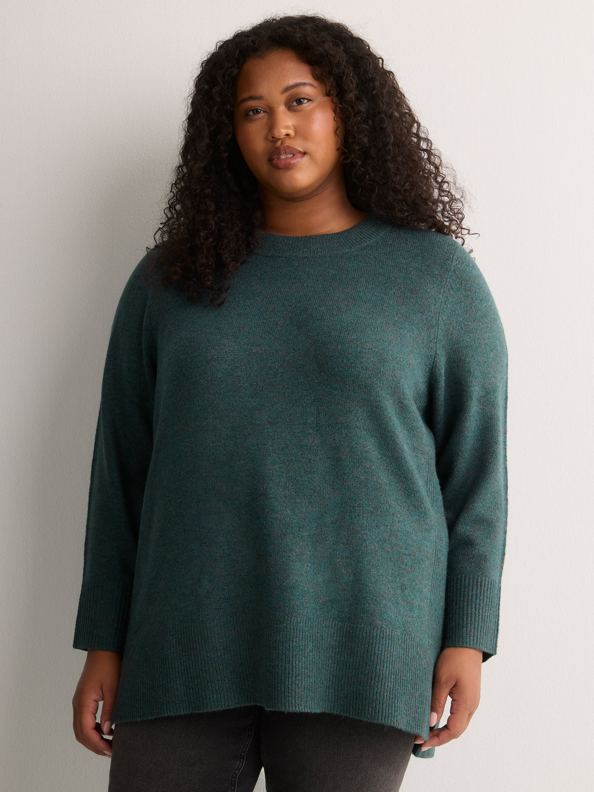 Crew-Neck Tunic Sweater