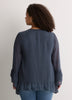 Split-Neck Long Flounce Sleeve Asymmetrical Blouse