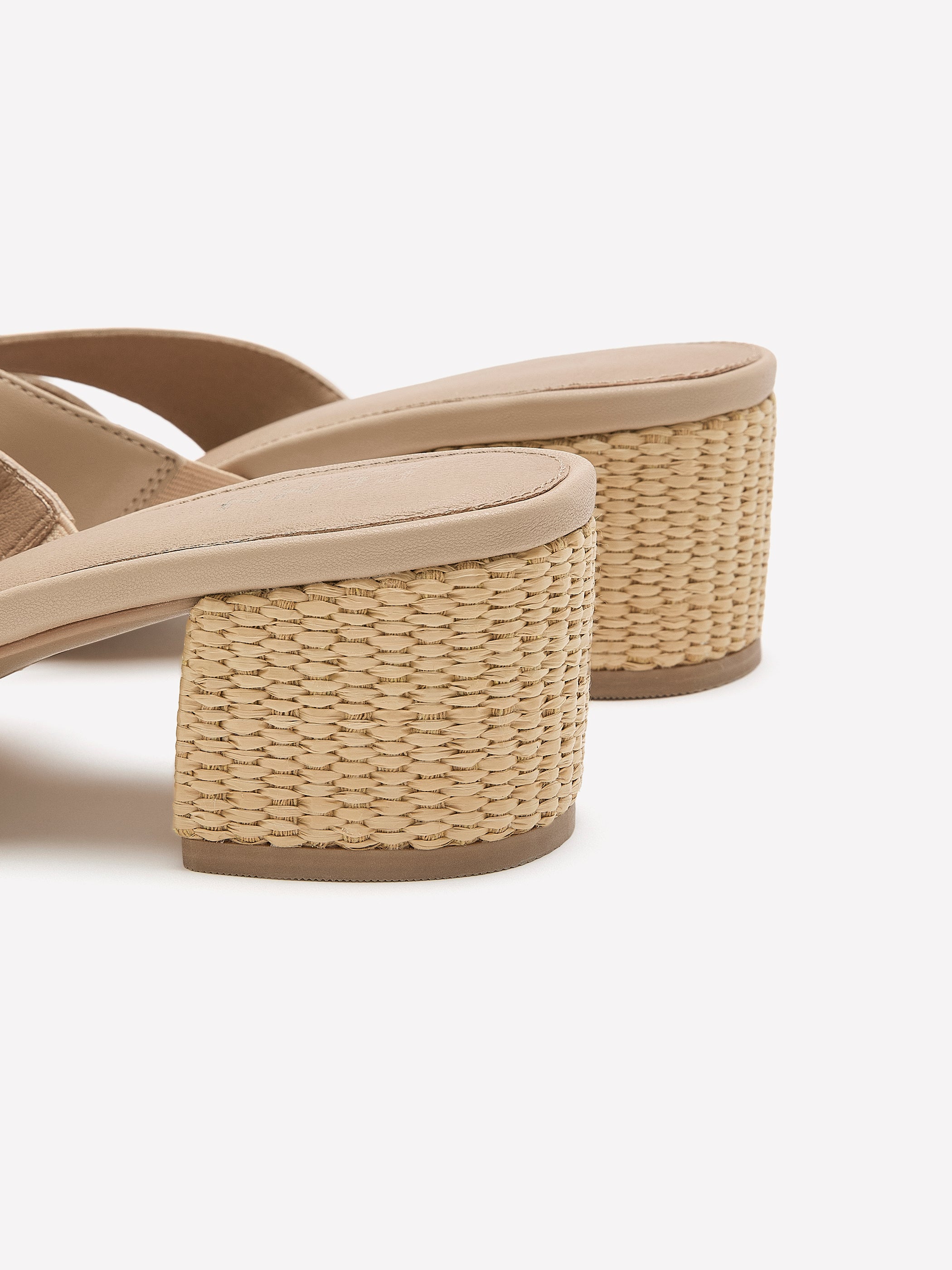 Wide Width, Bessey Tan Crossed Slip-On Block-Heel Sandal
