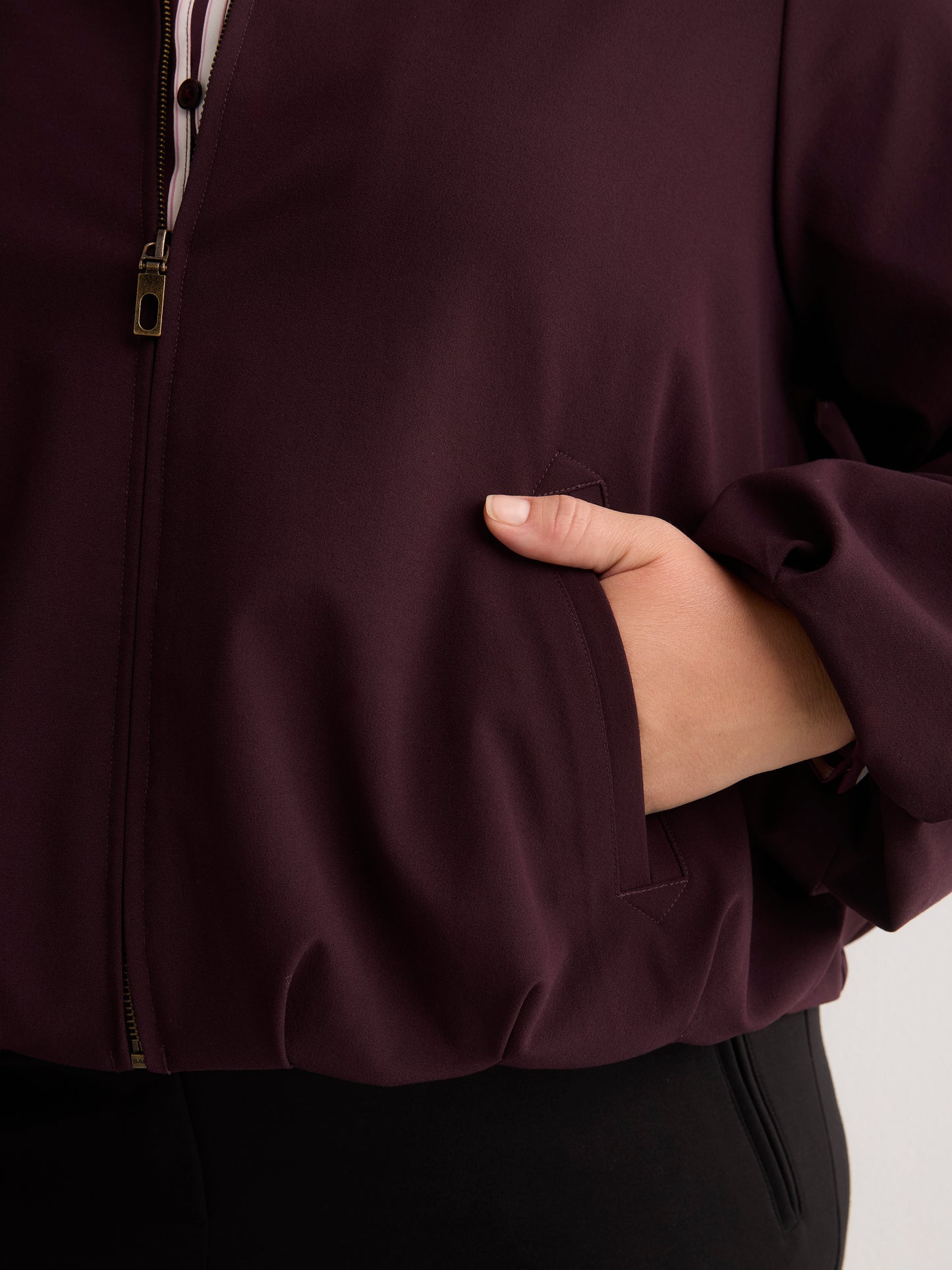 Dark Balloon-Hem Bomber Jacket